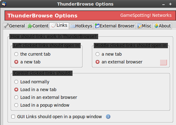 ThunderBrowse Options