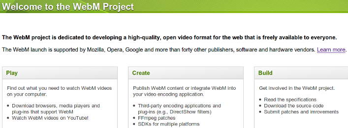 WebM open web media project
