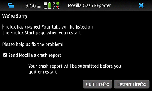Mozilla Crash Reporter for Firefox Mobile