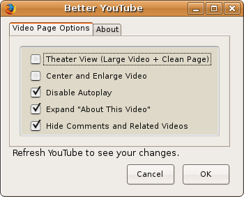 Better YouTube Firefox extension