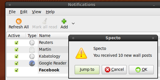 Specto Notification from Facebook Specto Notification