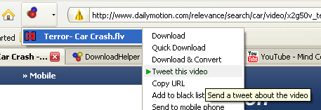 DownloadHelper to Twitter