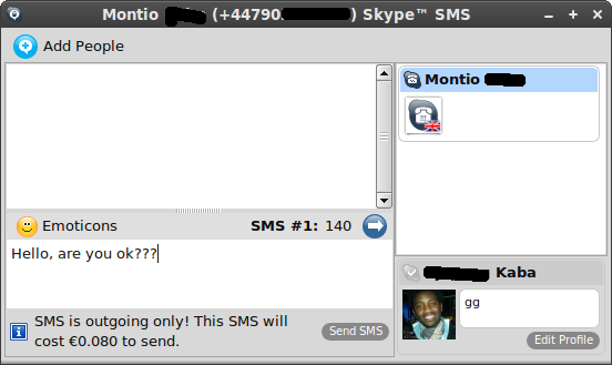 Skype 2.1 beta for Linux - SMS