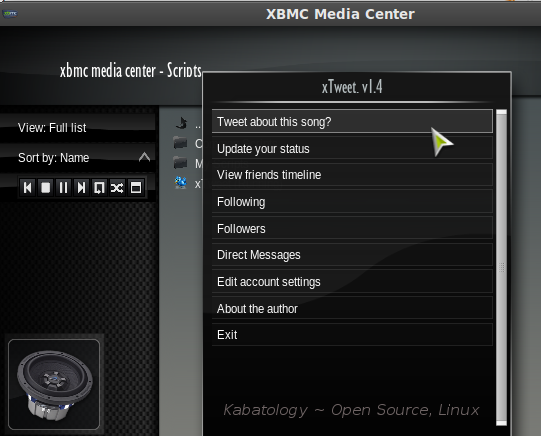 XBMC + xTweet script