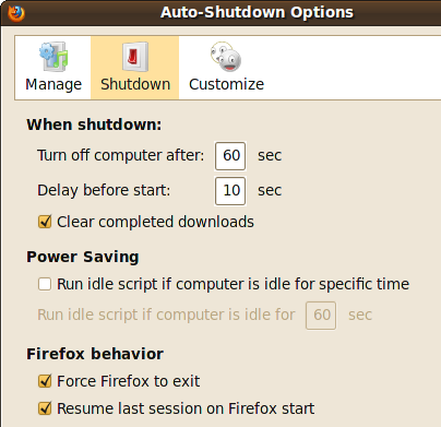Auto Shutdown Options
