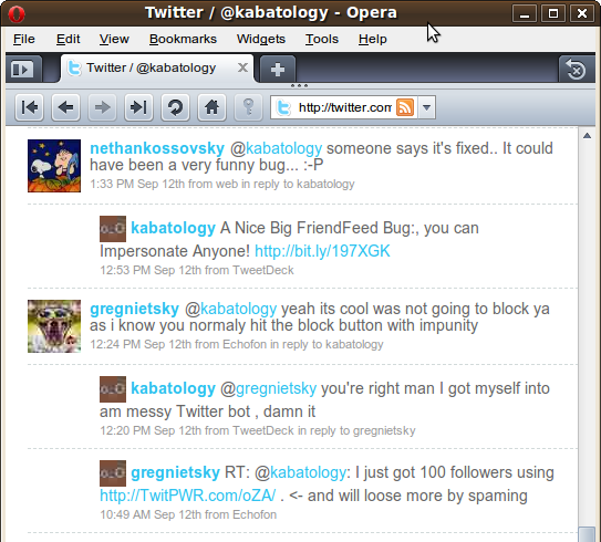 Opera 10: Nested Twitter Replies