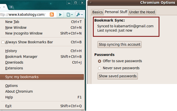 Bookmark sync in Chromium Linux