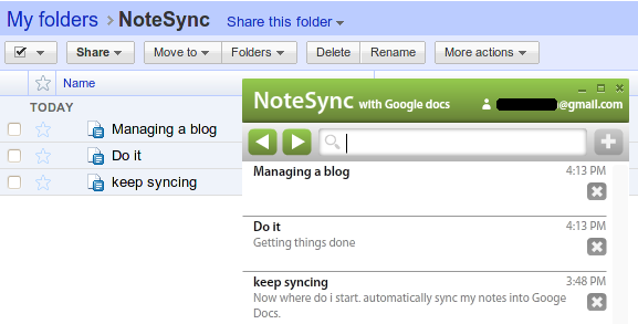 NoteSync with Google docs