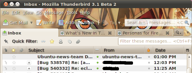 Thunderbird 3.1 beta 2