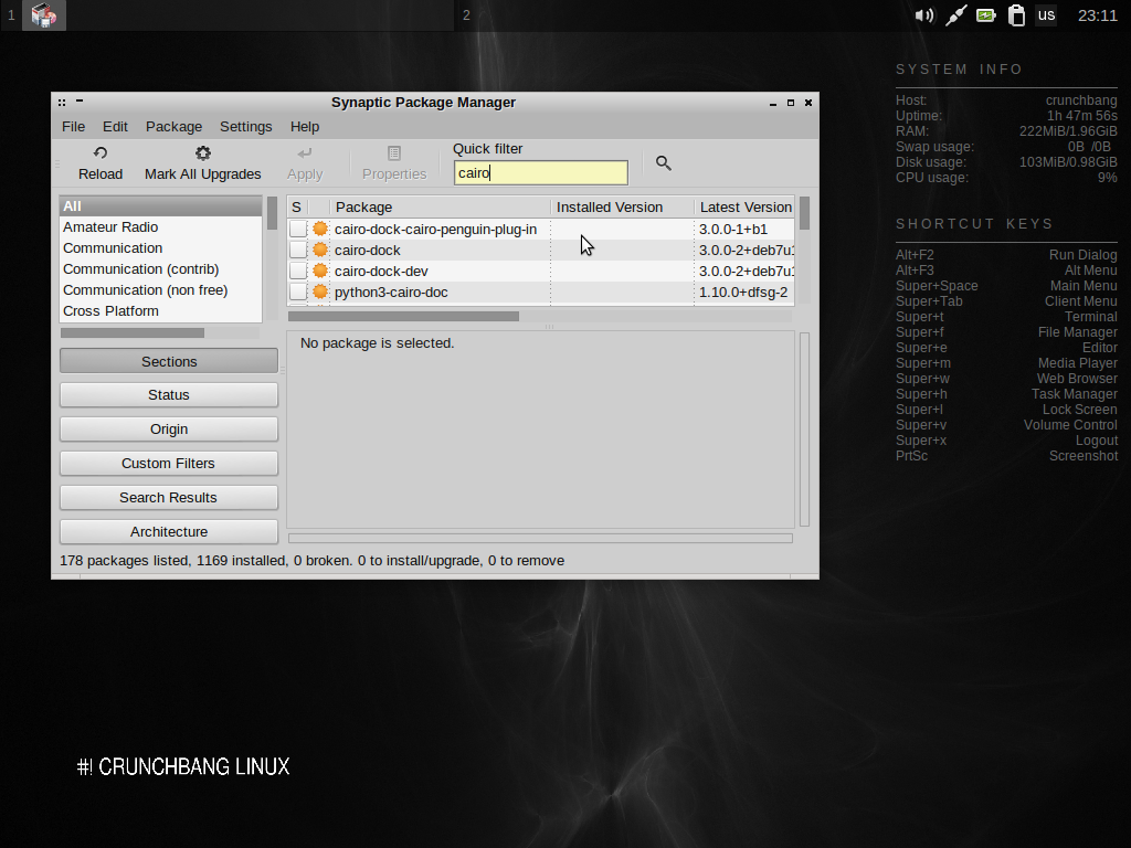 Synaptic linux. CRUNCHBANG Linux. CRUNCHBANG — дистрибутив. Linux synaptic package Manager. Open source Linux.
